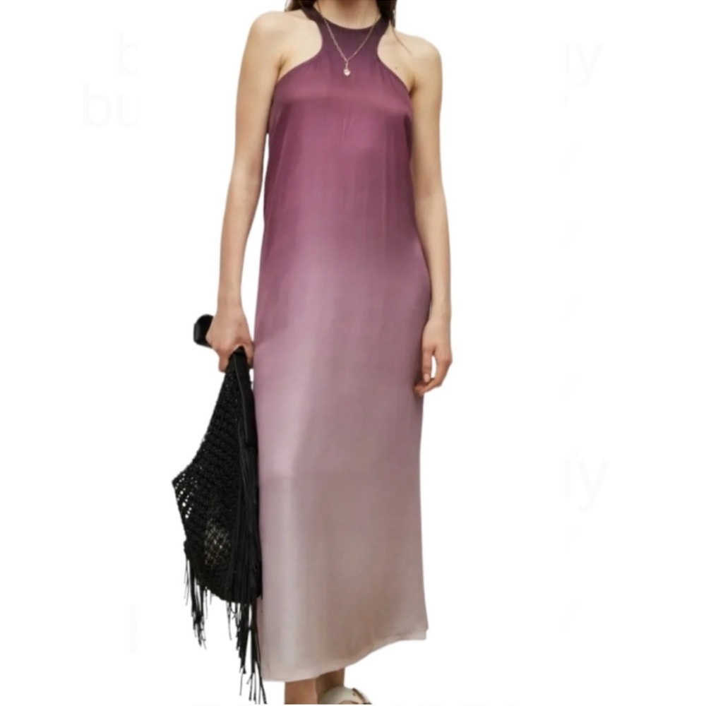 NWT AllSaints Verna Kai Purple Ombré Maxi Dress Size 2